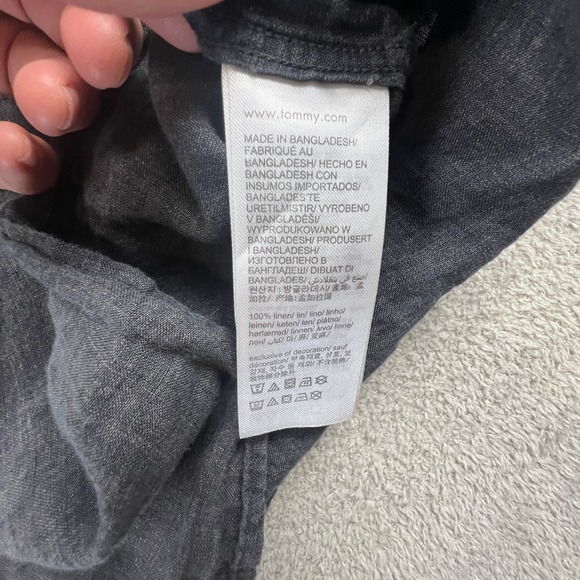 Tommy Hilfiger Mens XXL 100% Linen Regular Fit Shirt Charcoal Grey Elegant Rich - Picture 7 of 16